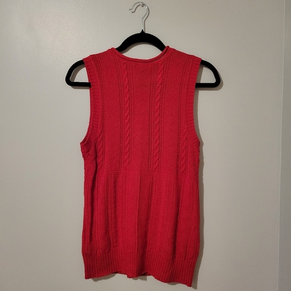 Ralph Lauren Red Cable Knit Linen Cotton Preppy Sweater Vest. Size M - Picture 3 of 6